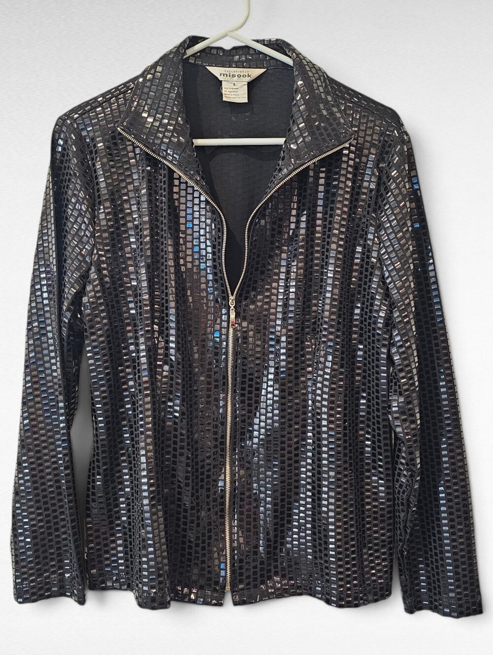Exclusively Misook Black Sequin Jacket Size Large